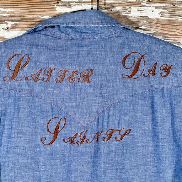 Rare Vintage 70s Western Embroidered Pearl Snap Distressed‎ Shirt - Picture 2 of 10